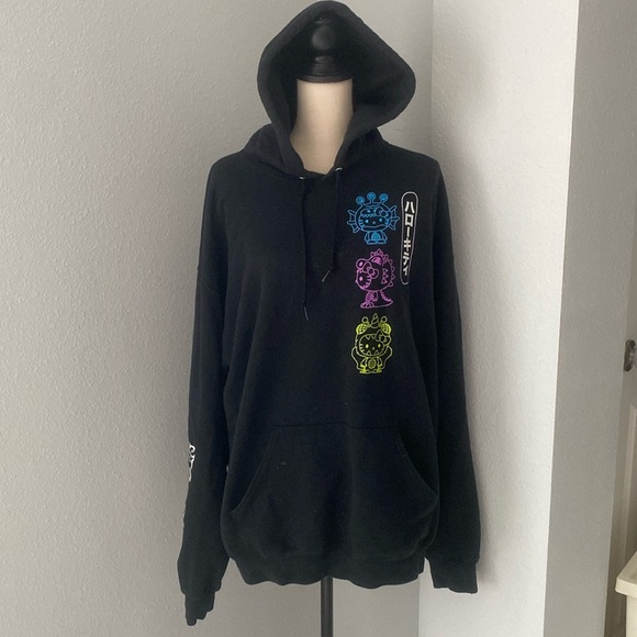 Hello Kitty Woman’s Pullover Hoodie - Kitty In Costumes Kanji Images & Sleeves - Picture 2 of 10